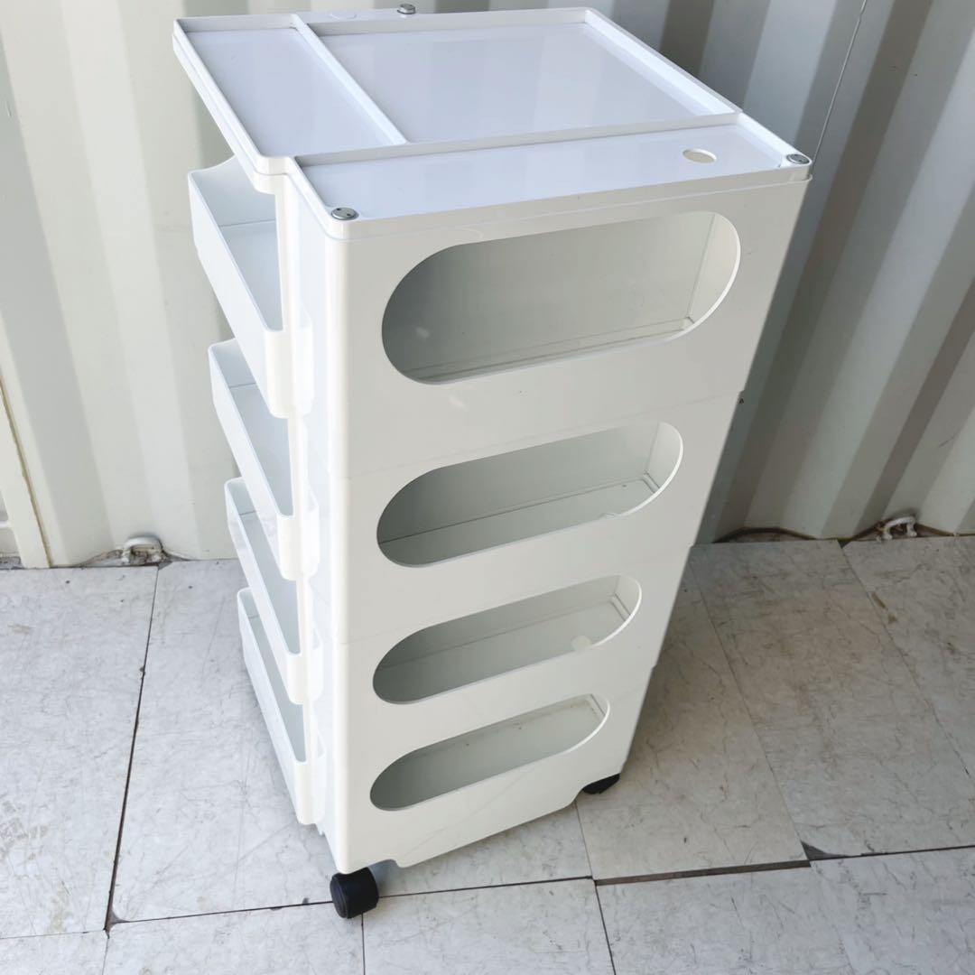 取付無料！B-LINE ボビーワゴン 4段5トレイ ホワイトラック✨