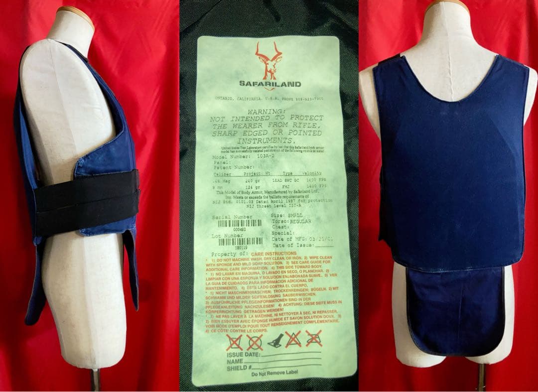 サファリランド103-A2ボディアーマー 純正ケブラー+クラスコム防弾プレート付