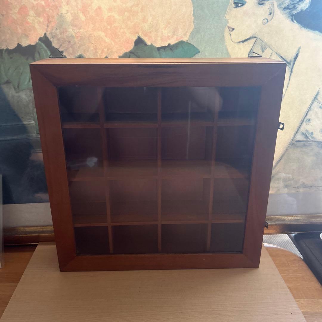 木製ガラス扉付き標本箱 16マス