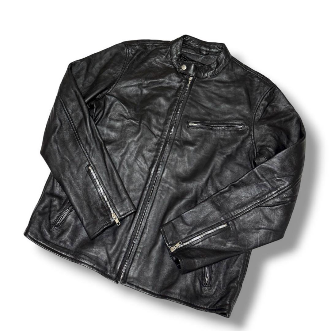 レニウム RHENIUM シングル　ライダースジャケット　羊革　46　ブラック