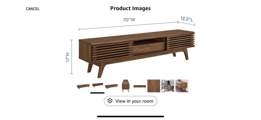 ウォールナット テレビ台（幅178cm×高さ43cm×奥行34cm)/
