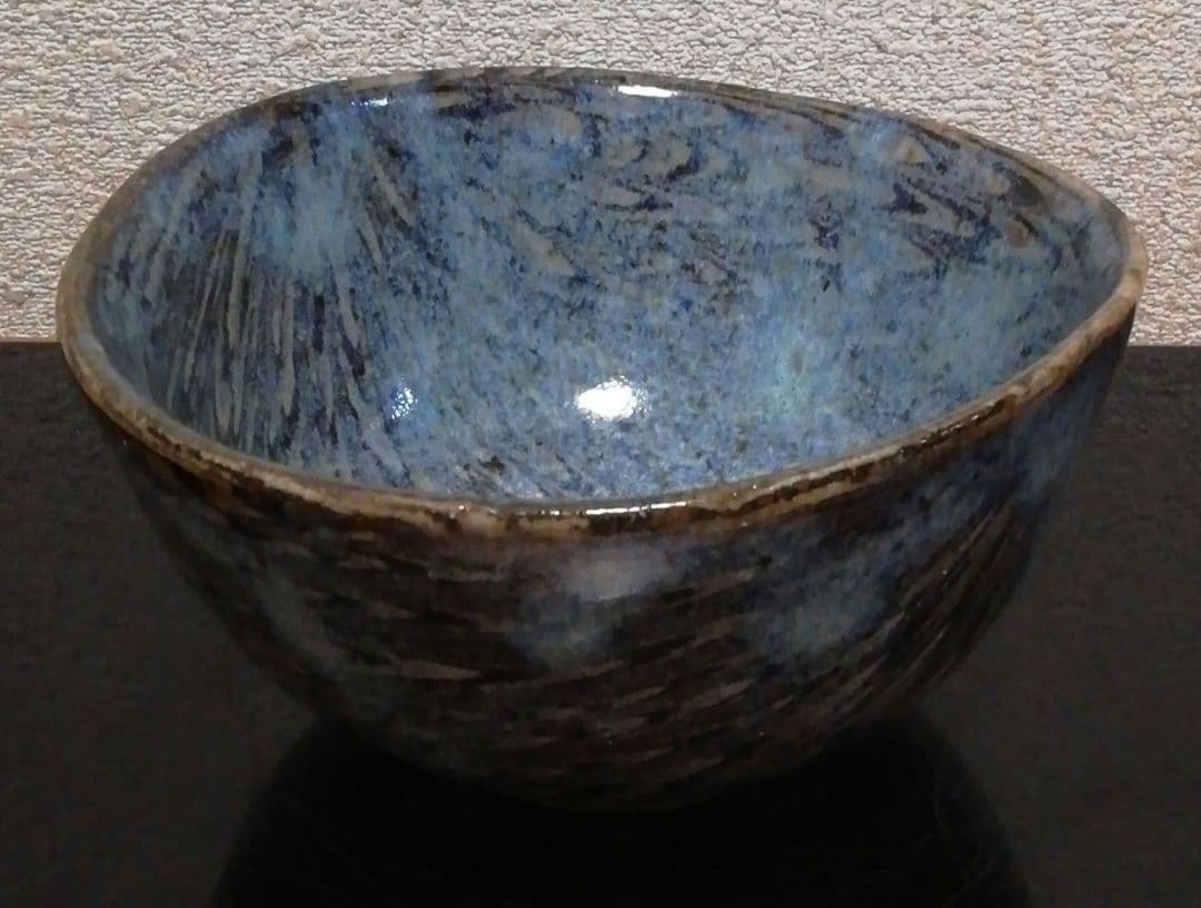 上田恒次作　練上　鶉　茶碗　共箱　茶道具