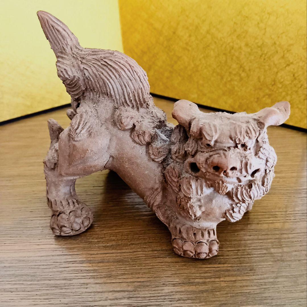 小橋川 昇作 シーサー 手捻這型獅子 焼締 沖縄 琉球 素焼 壺屋