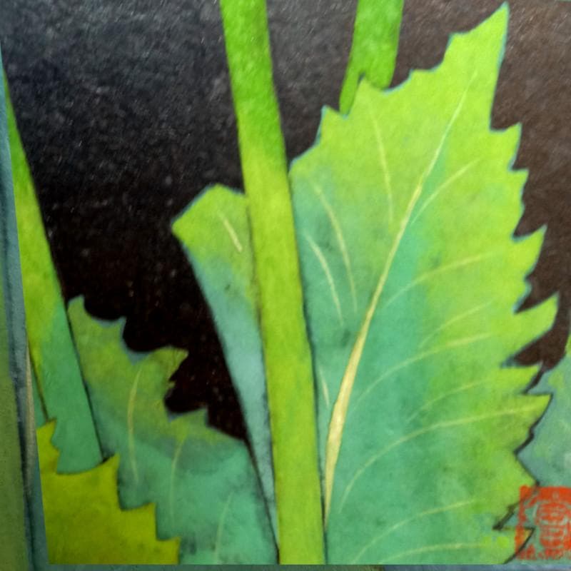 ☆黒川富士雄☆「芥子図」日本画 SM 印共シール　未使用額！