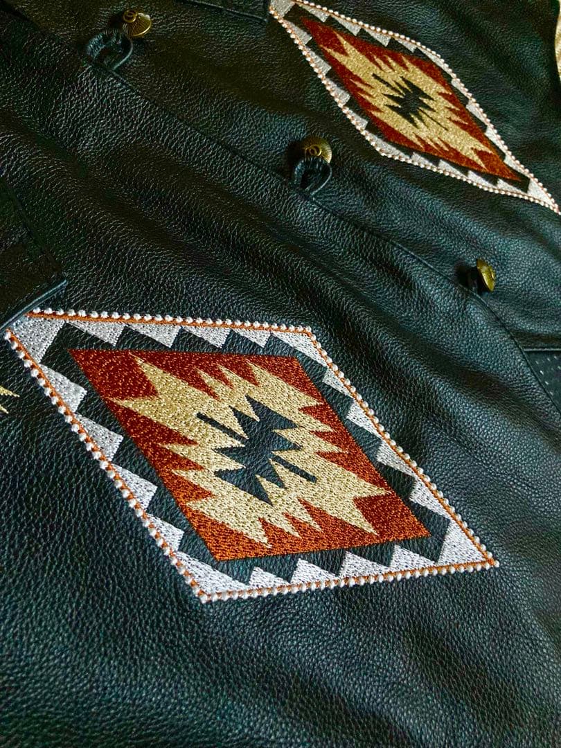 ワイルド オルテガ ナバホ 本革 レザー ベスト 黒 サイズXL 新品未使用