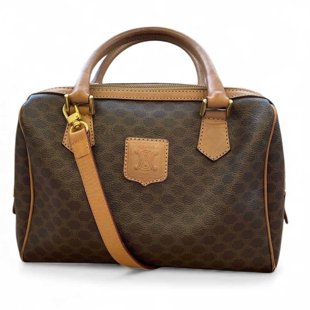 【最終価格‼️】セリーヌ ミニボストン ハンドバッグ 2way マカダム ブラウン