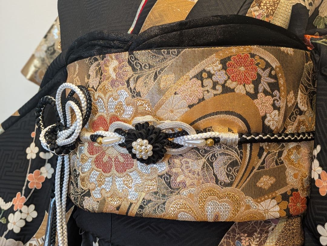 ྈ ྈ様 振袖フルセット 身丈173裄68 ロング丈 黒 古典柄 金彩 成人式