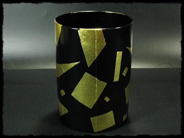 玄々斎好 葉蓋 水指 鈴木 光入木 製 曲物 金切箔 夏向 茶道具 1 g3