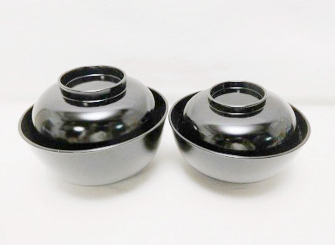 未使用 懐石道具 黒塗 四つ椀 小丸椀 5客揃 元箱