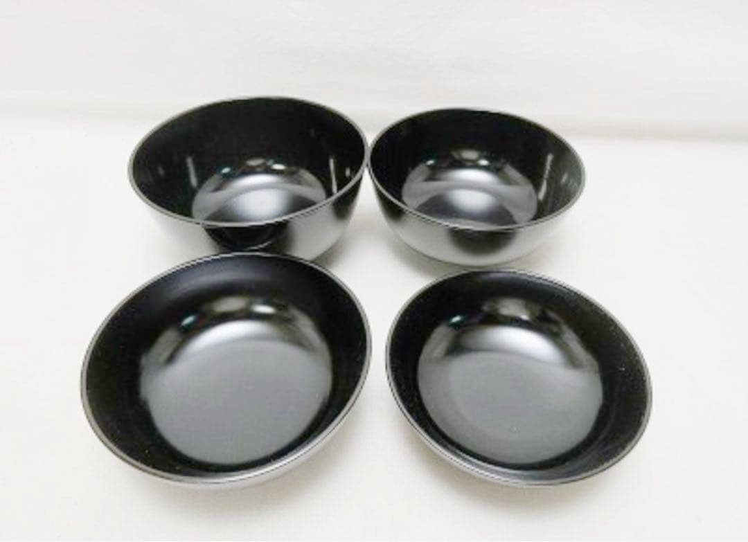 未使用 懐石道具 黒塗 四つ椀 小丸椀 5客揃 元箱
