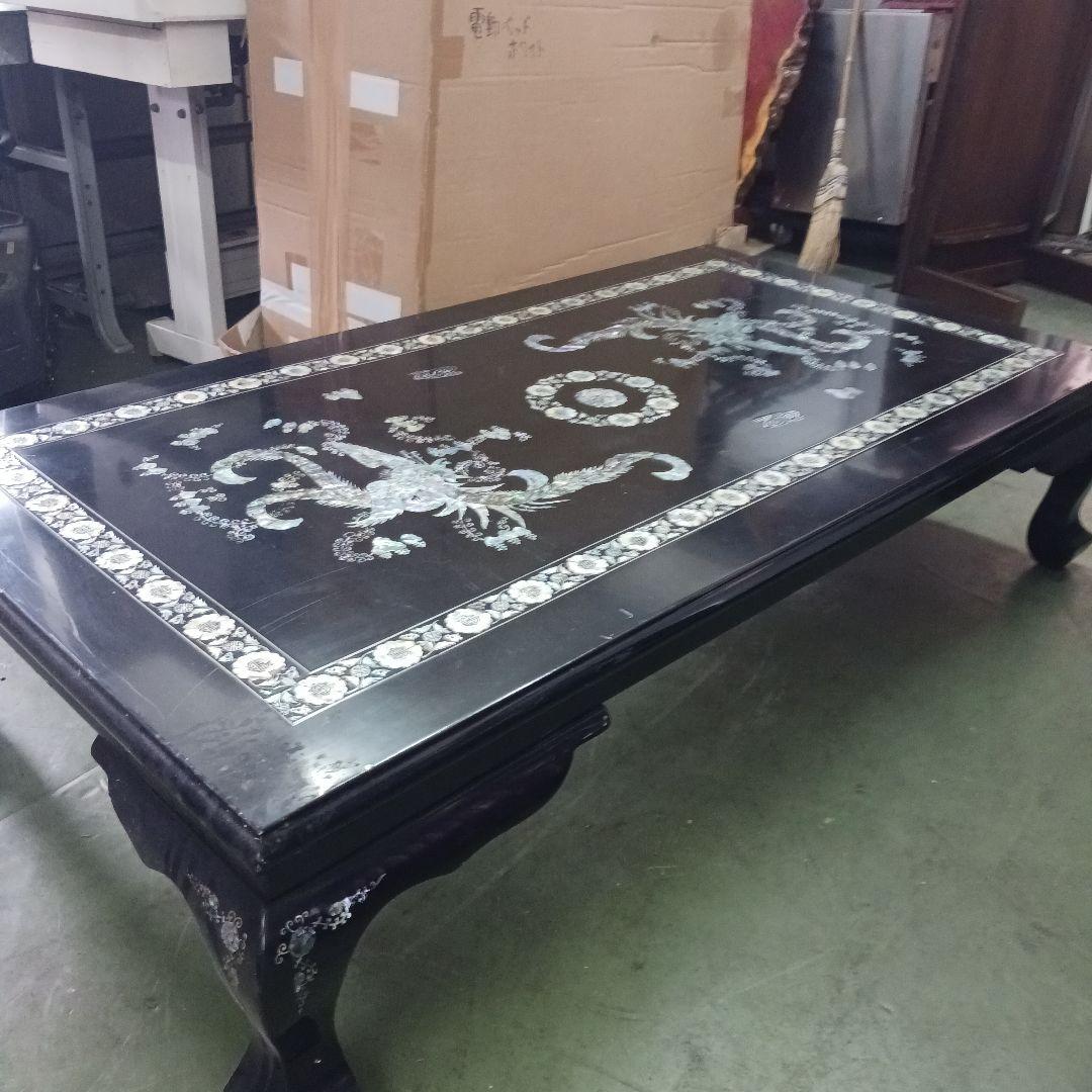 KS5　朝鮮美術　螺鈿　鳳凰紋　長方形　座卓　テーブル　Y