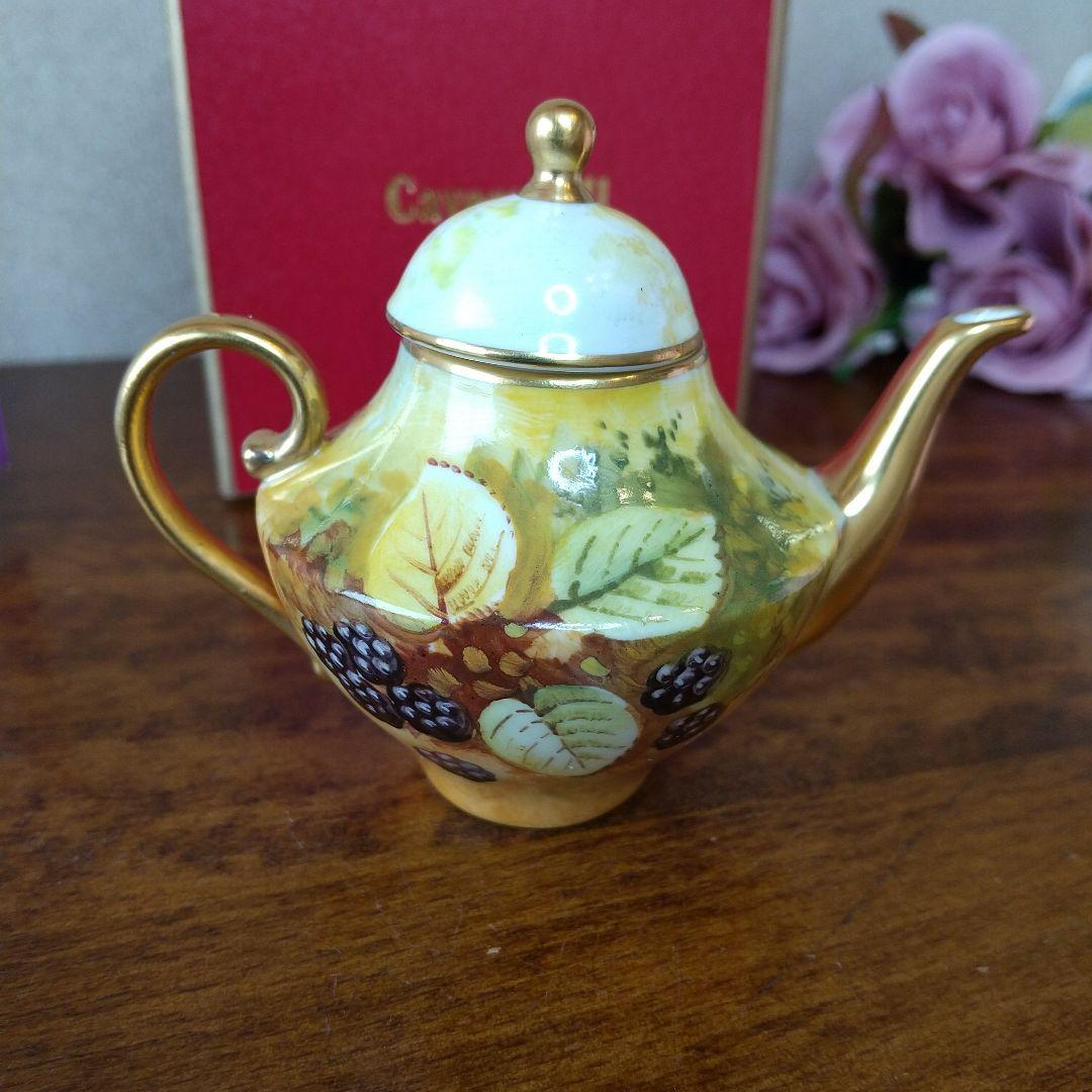 英国 Caverswall 手描きミニチュアティーポット