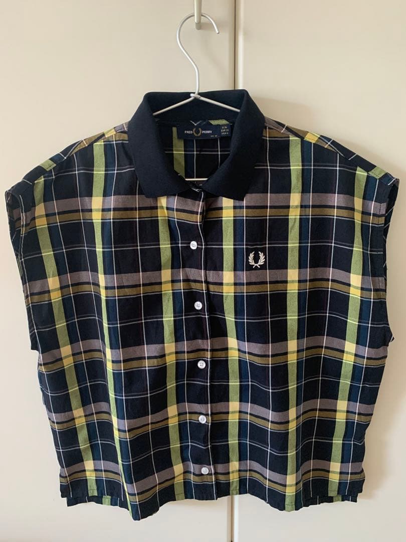 FRED PERRY ノースリーブ ポロシャツ UK 10 チェック柄