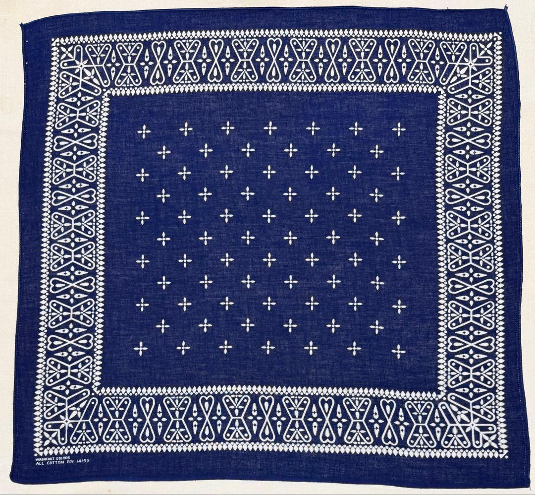 クロス柄 オリジナル ネイビー 紺 RN14193 ビンテージバンダナ 1606