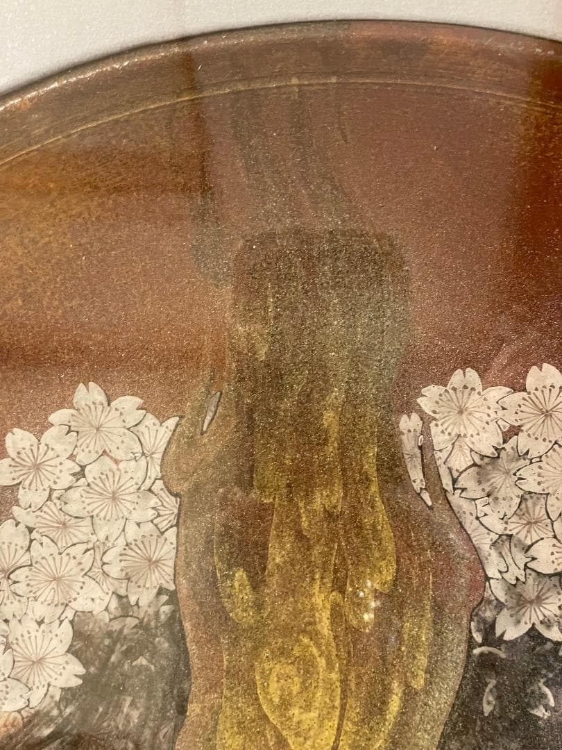 九谷焼　谷敷正人作　陶額雪月花『花』飾絵皿　飾皿　陶板画　額装