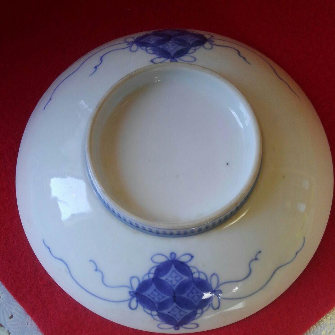 江戸後期鍋島　若松染付5寸皿　無傷