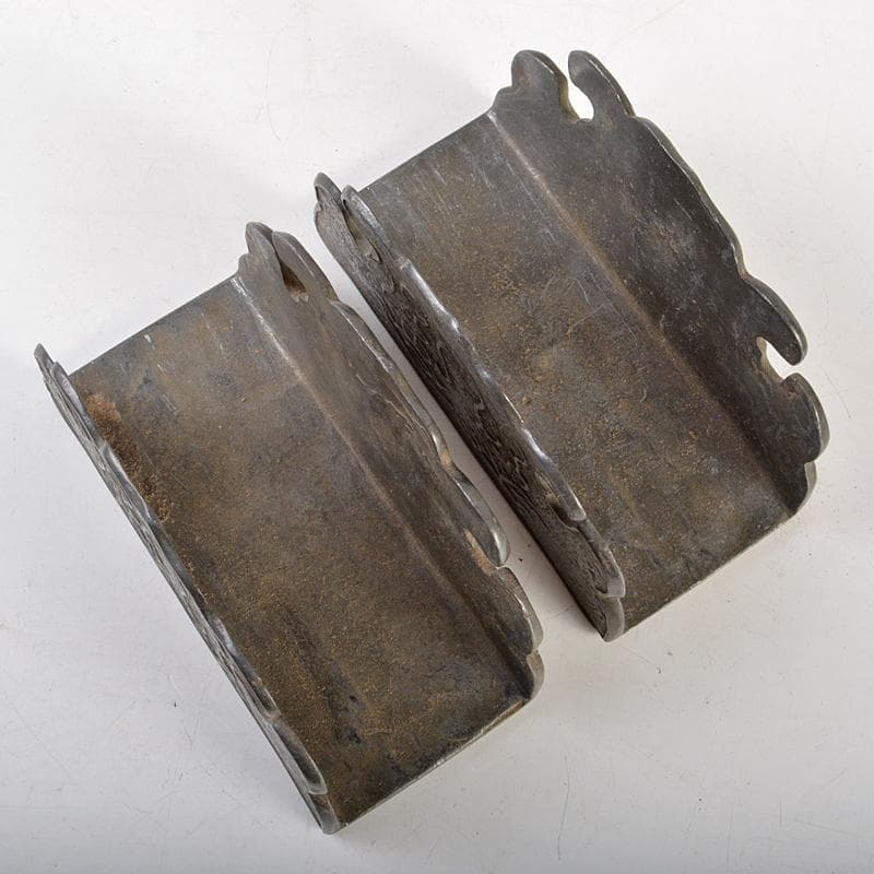 中国　古錫　漢詩刻　屏風鎮　大冠鎮一枚　小冠鎮五枚　時代箱二箱　M　R7224B