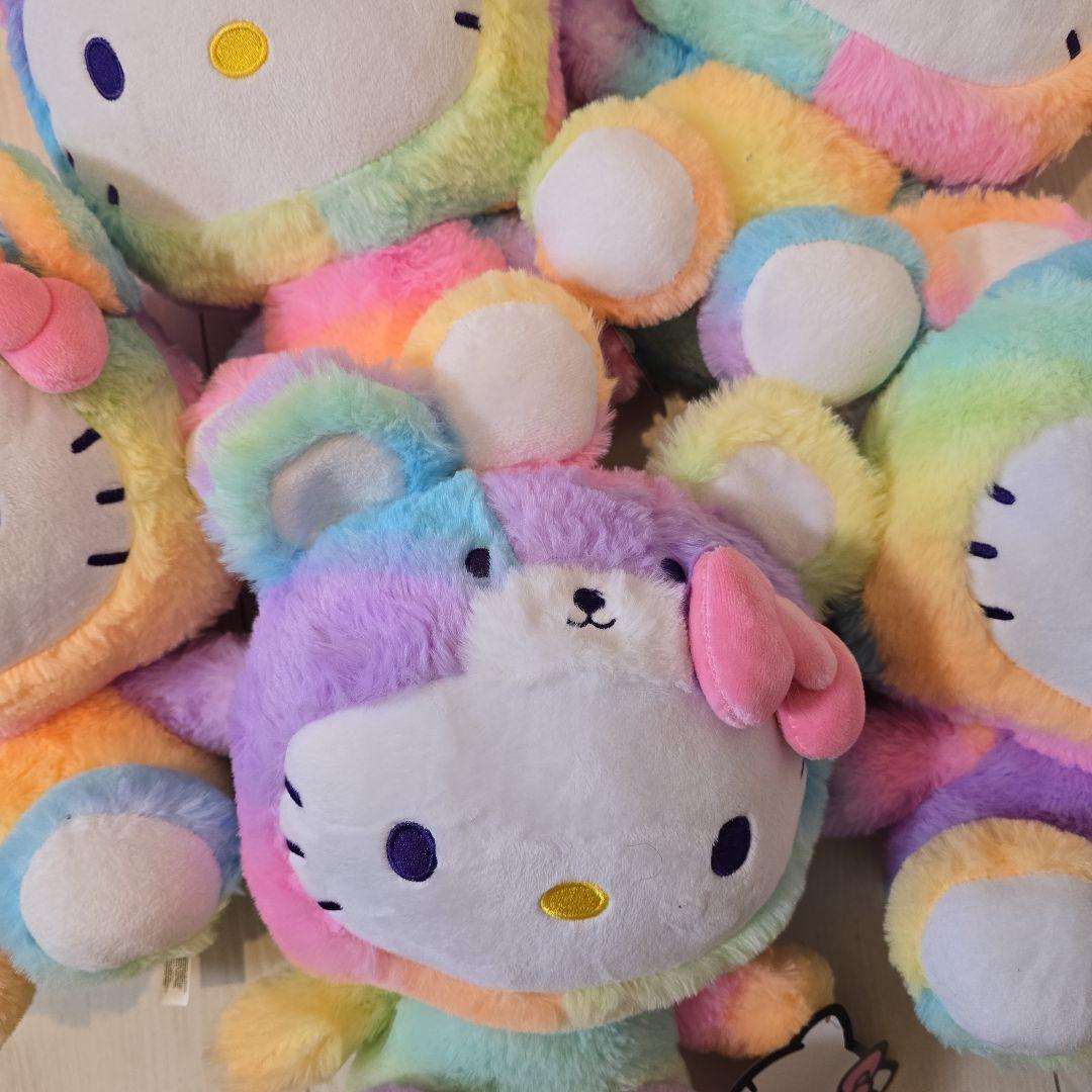 ハローキティレインボーシャーベット クマ耳 ぬいぐるみ 約30cm