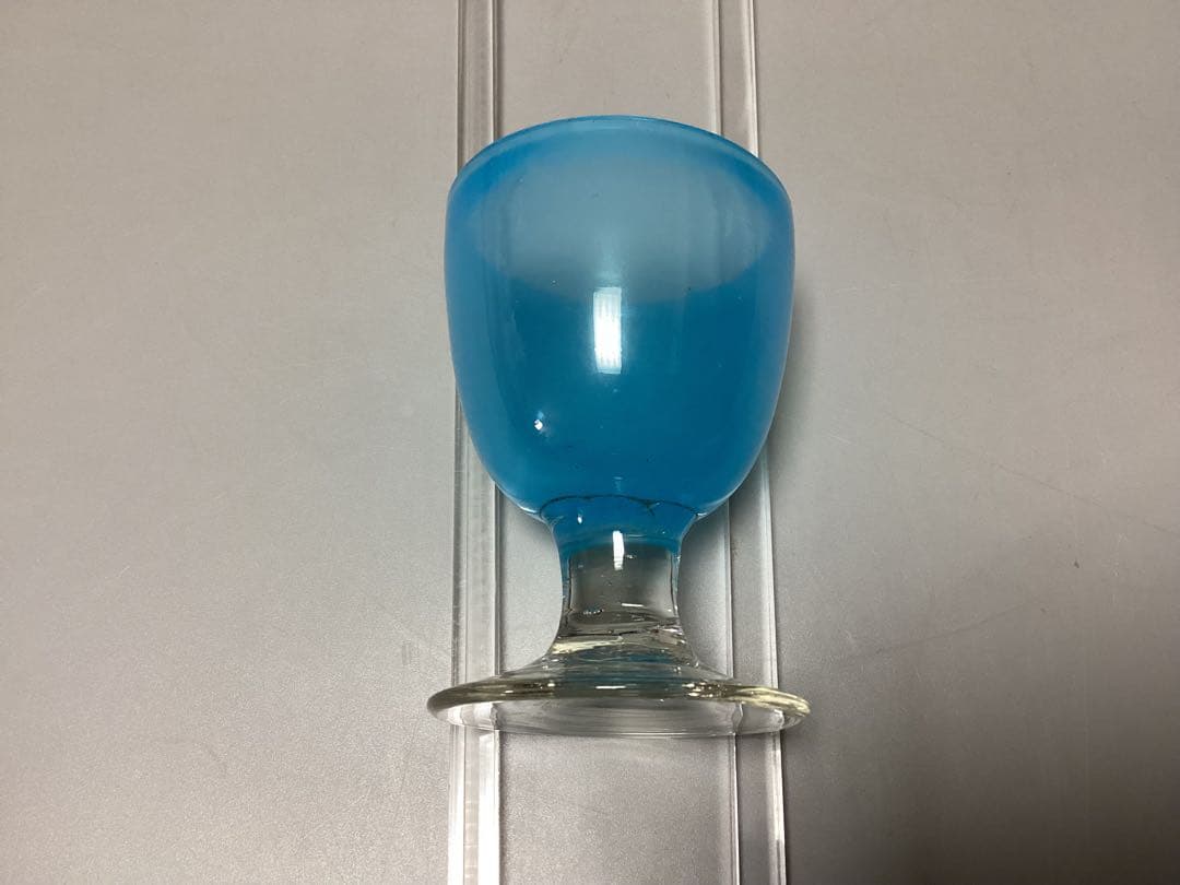 すみれ　青ガラス　なつめ形　ウランガラス　氷コップ　(検) 和ガラス