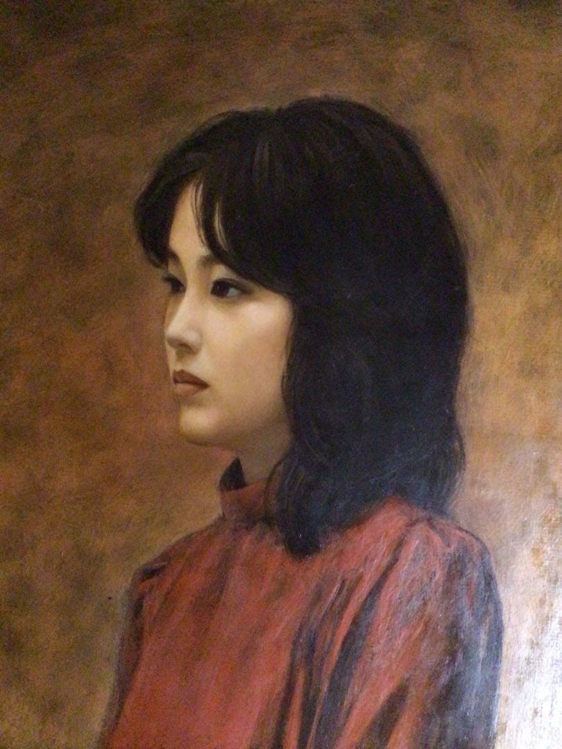 ◉真作保証◉一枚の繪◉洋画家 石村勝宣◉F4油彩 美人画◉リアリズム◉額装◉写実