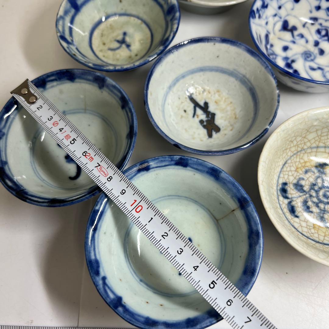 中国清時代　新渡青花盃色々　口径約7.5~10.3㎝　東Y7-1223①タルサ
