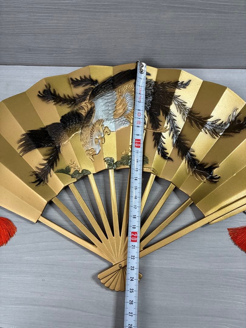 扇面　鳳凰　金属工芸　ヴィンテージ　工芸品　骨董品　飾扇