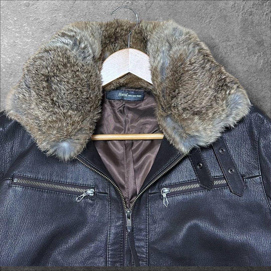 y2k japanese label Haruf ゴートレザー レザージャケット