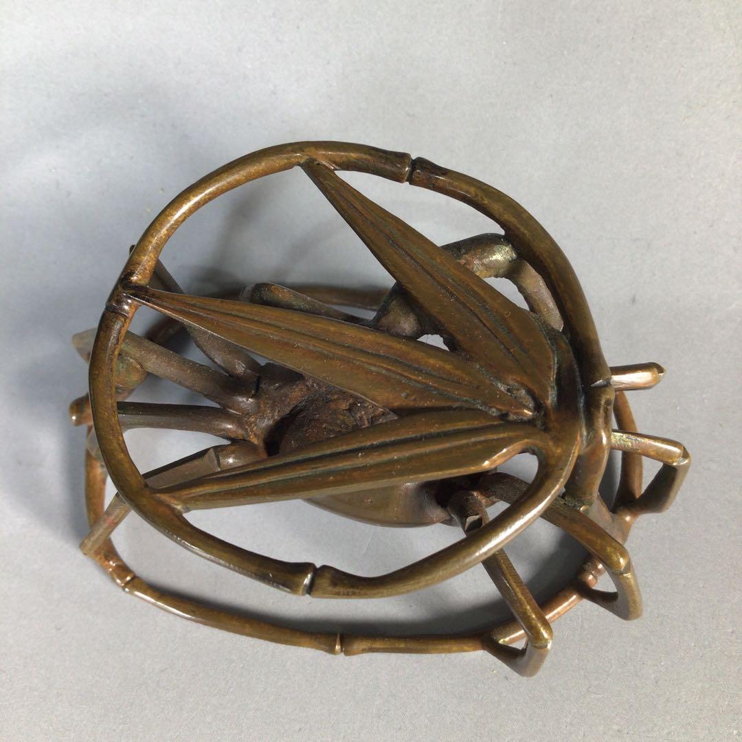 Ｍ９３２　蓋置　『銅製』『作家物』『笹蟹蓋置』　共箱　茶道具