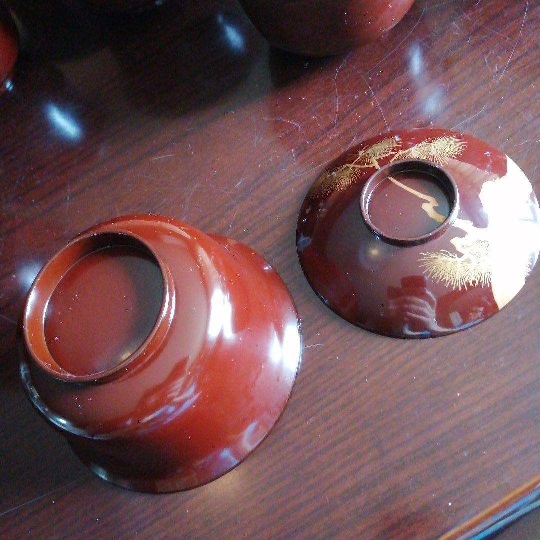 輪島塗　金蒔絵松木画吸物椀　20客　11cm　大正期