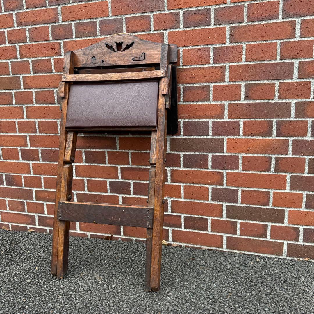 【和製アンティーク】折り畳み式 勉強机 落合製作所 チューリップ透かし