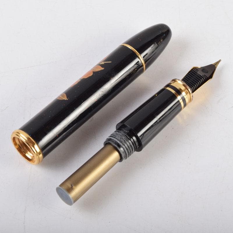 漆塗　花草蒔絵　万年筆　ボールペン　2点まとめて　V　9024