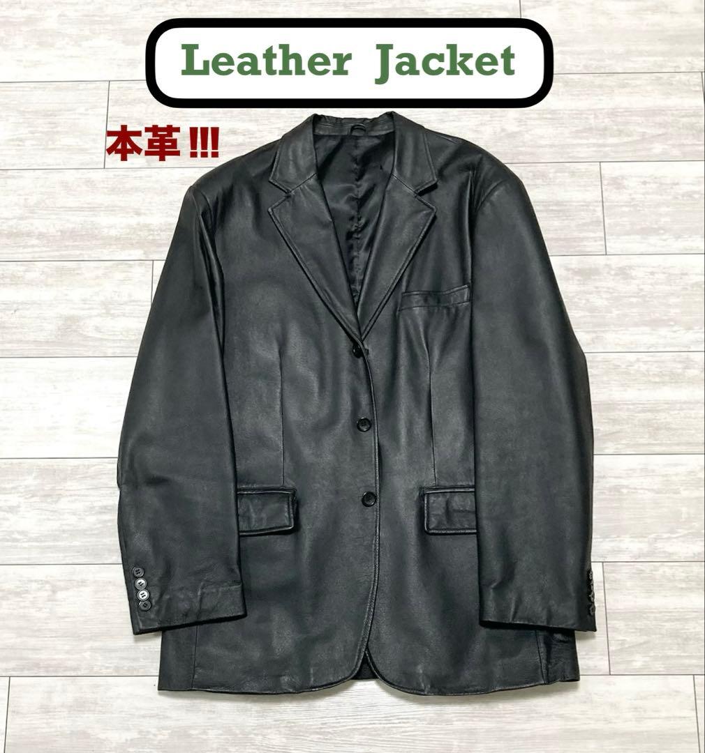 本革レザージャケット 3つボタン ノッチ衿 メンズ シングルジャケット