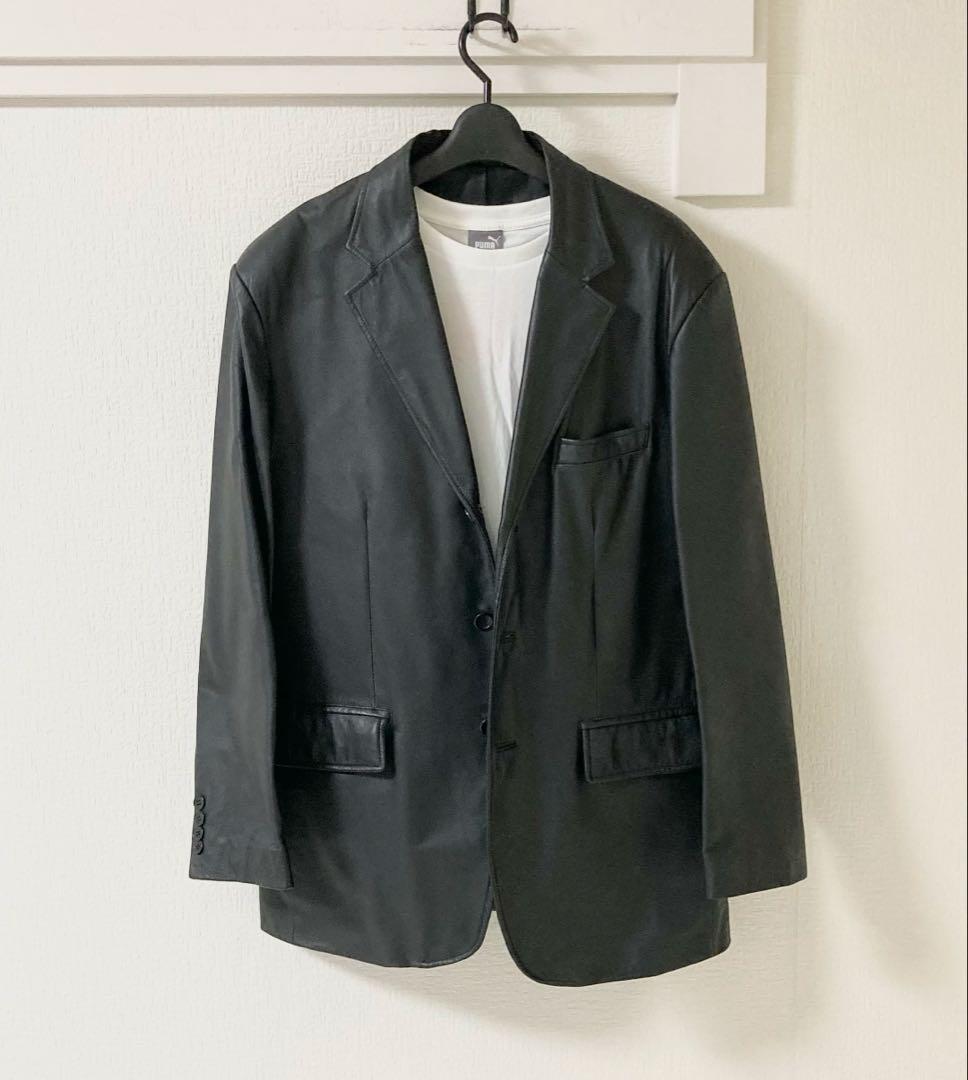 本革レザージャケット 3つボタン ノッチ衿 メンズ シングルジャケット