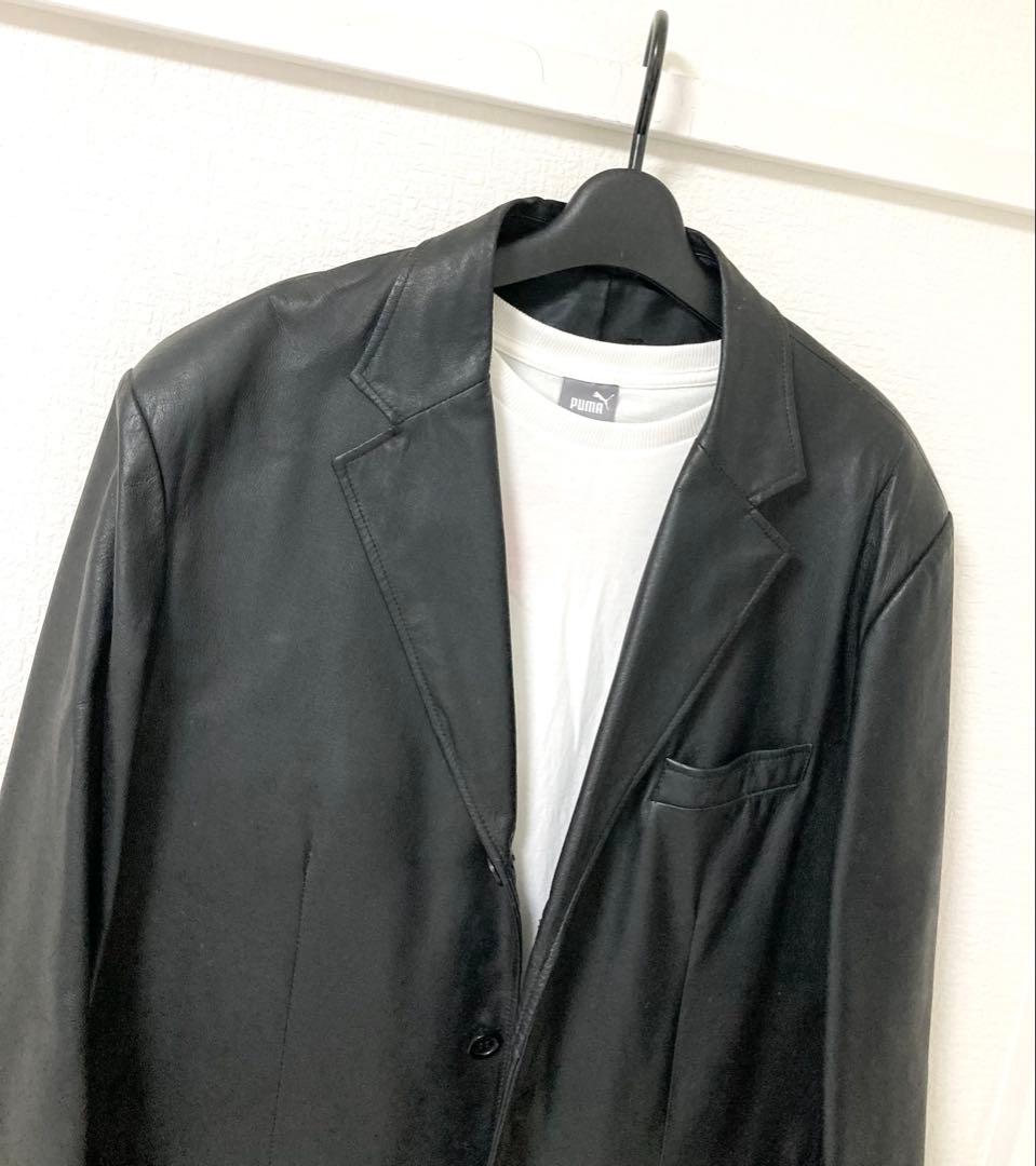 本革レザージャケット 3つボタン ノッチ衿 メンズ シングルジャケット