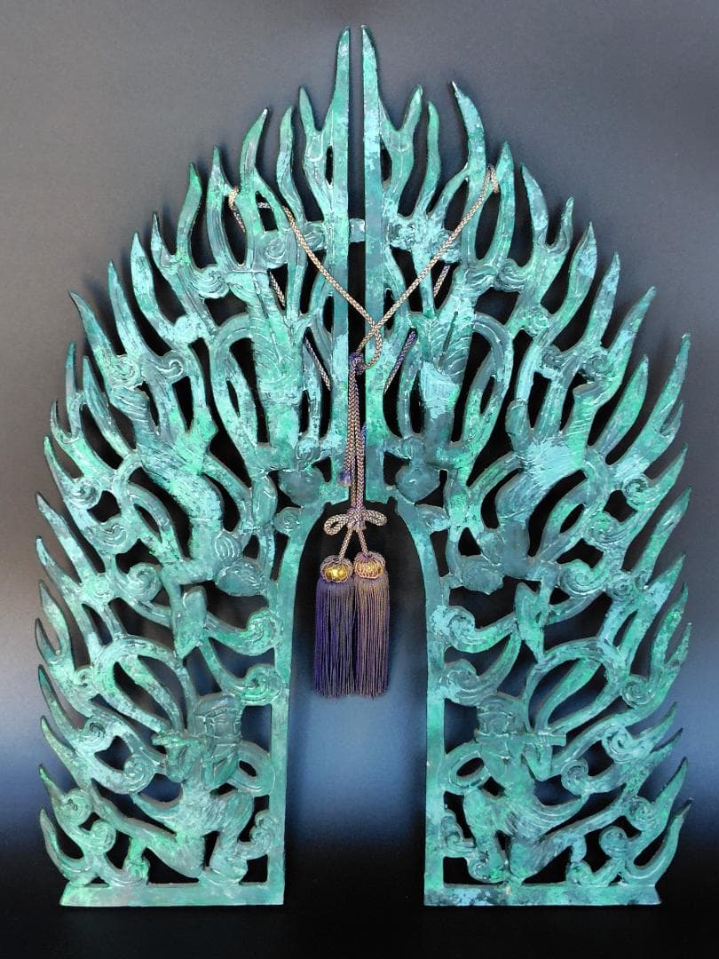 ナベ九 弥左衛門 薬師寺東塔 透彫飛天仏塔文 水煙 / 古 仏教 美術 レリーフ