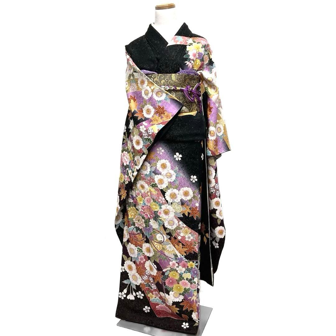 振袖　金駒刺繍　金通し　金彩　熨斗　八重桜　牡丹　成人式　着物　101b d