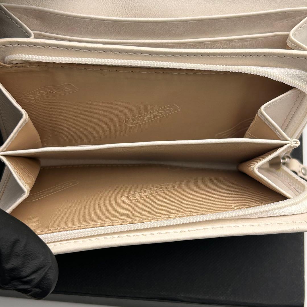 ✨美品✨ COACH コーチ 二つ折り財布 ホワイト シグネチャー 折り財布