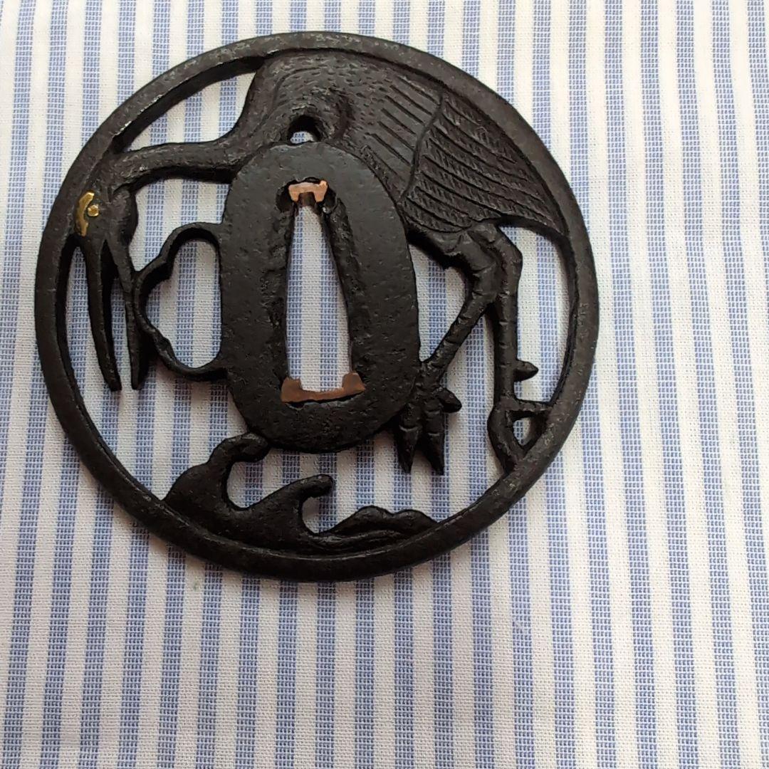 波間の鶴の図柄 鉄製鍔