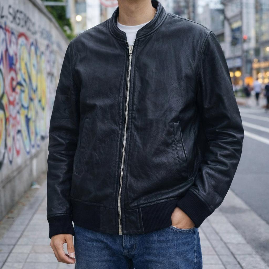 【hitsuji3】レザージャケット ライダース 黒 L 牛革 日本製