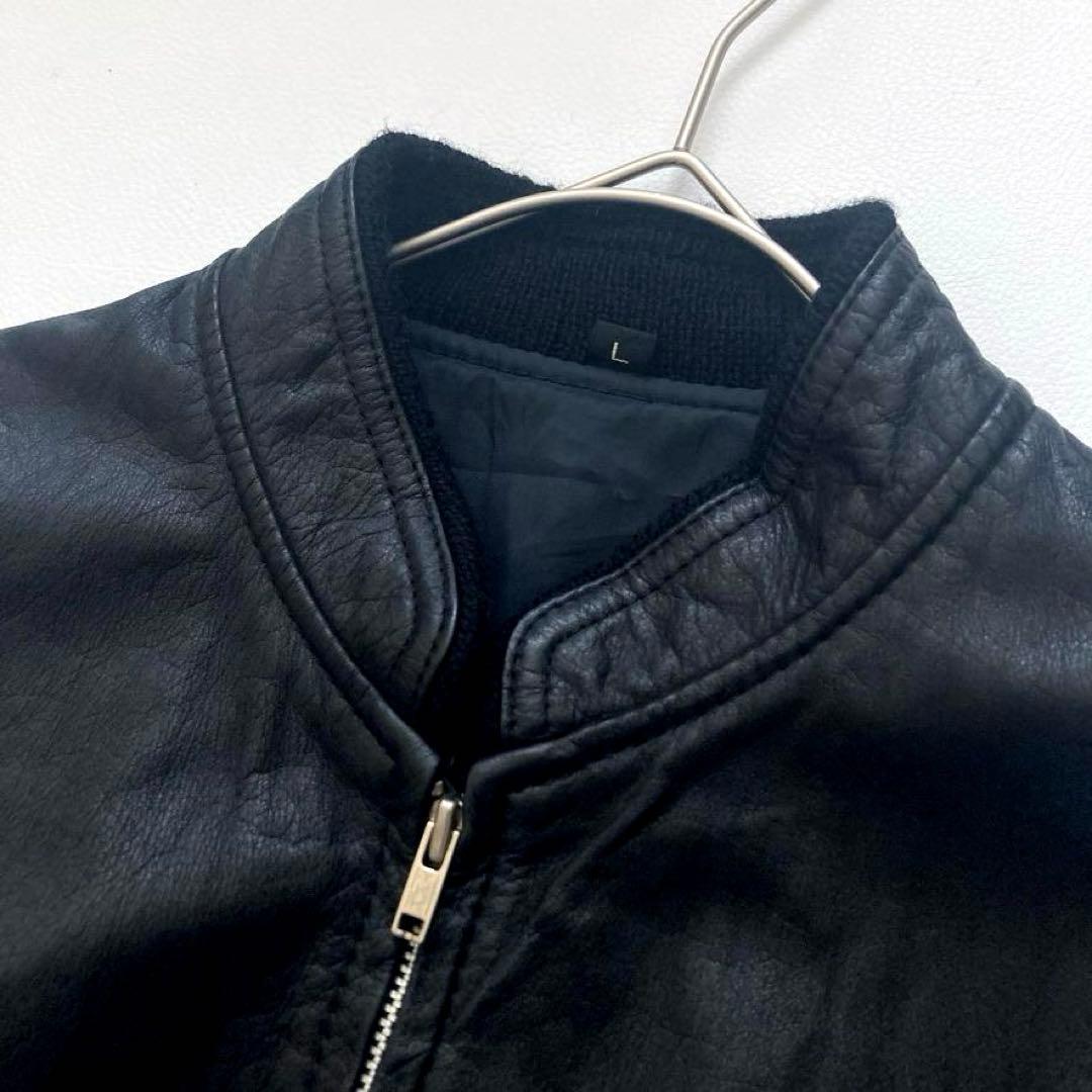 【hitsuji3】レザージャケット ライダース 黒 L 牛革 日本製