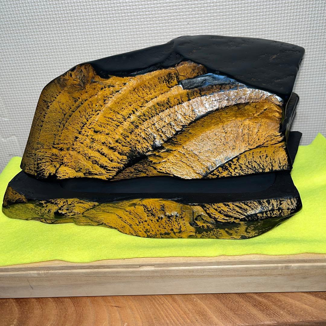 ⭕️龍渓硯　日本工芸会正会員　翠川希石(袈裟美) 共石蓋付き天然硯　5Ｋg超