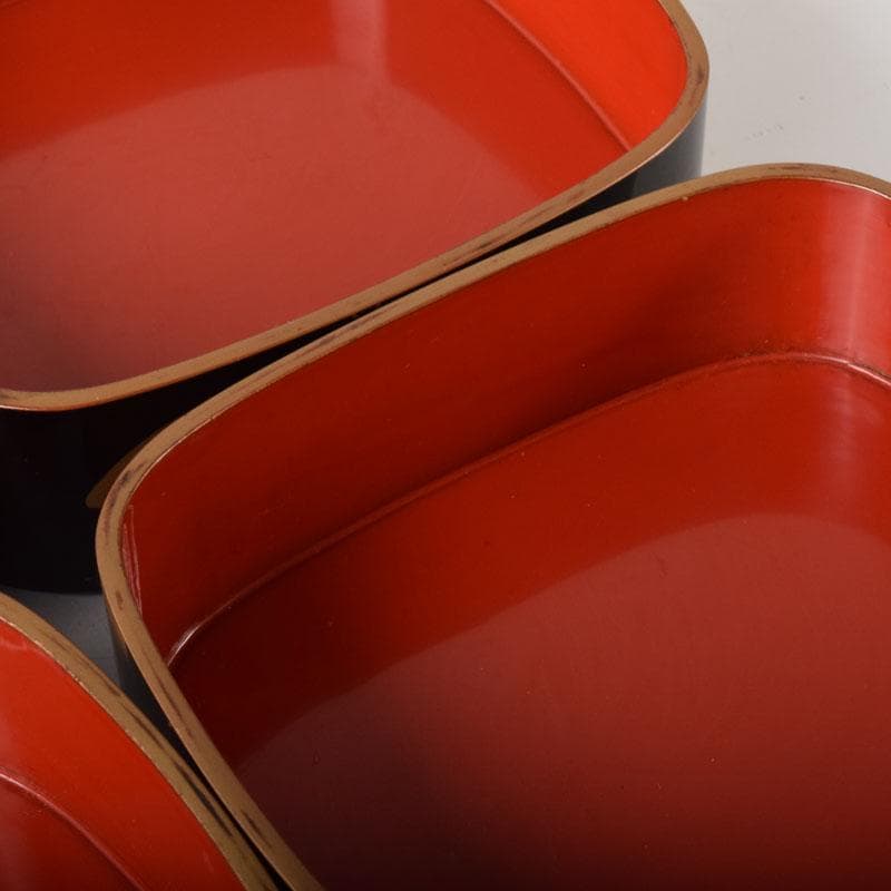 輪島塗　漆塗　草蒔絵　四段重箱　時代箱付　C　7535