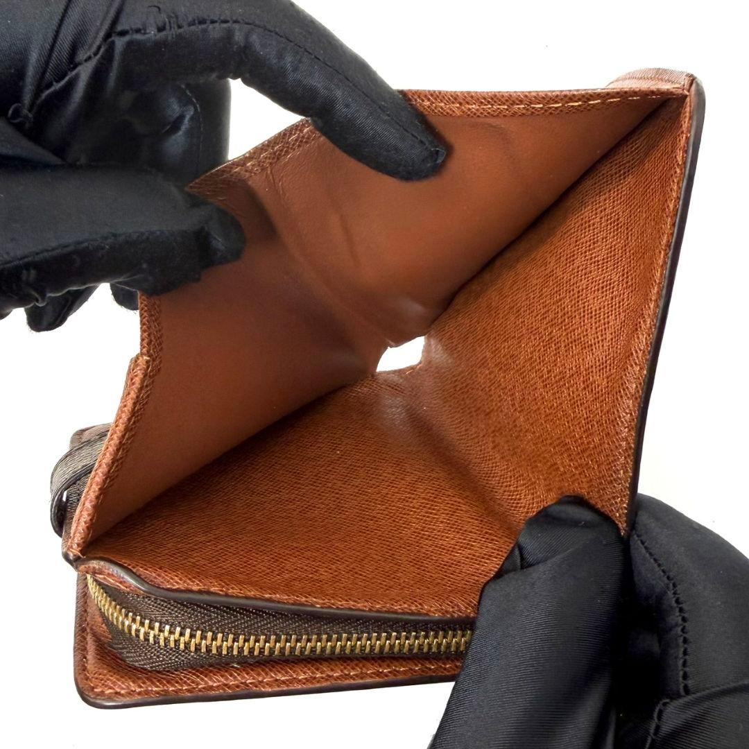 良品. ルイヴィトン モノグラム コンパクトジップ 財布 二つ折り ラウンド 茶