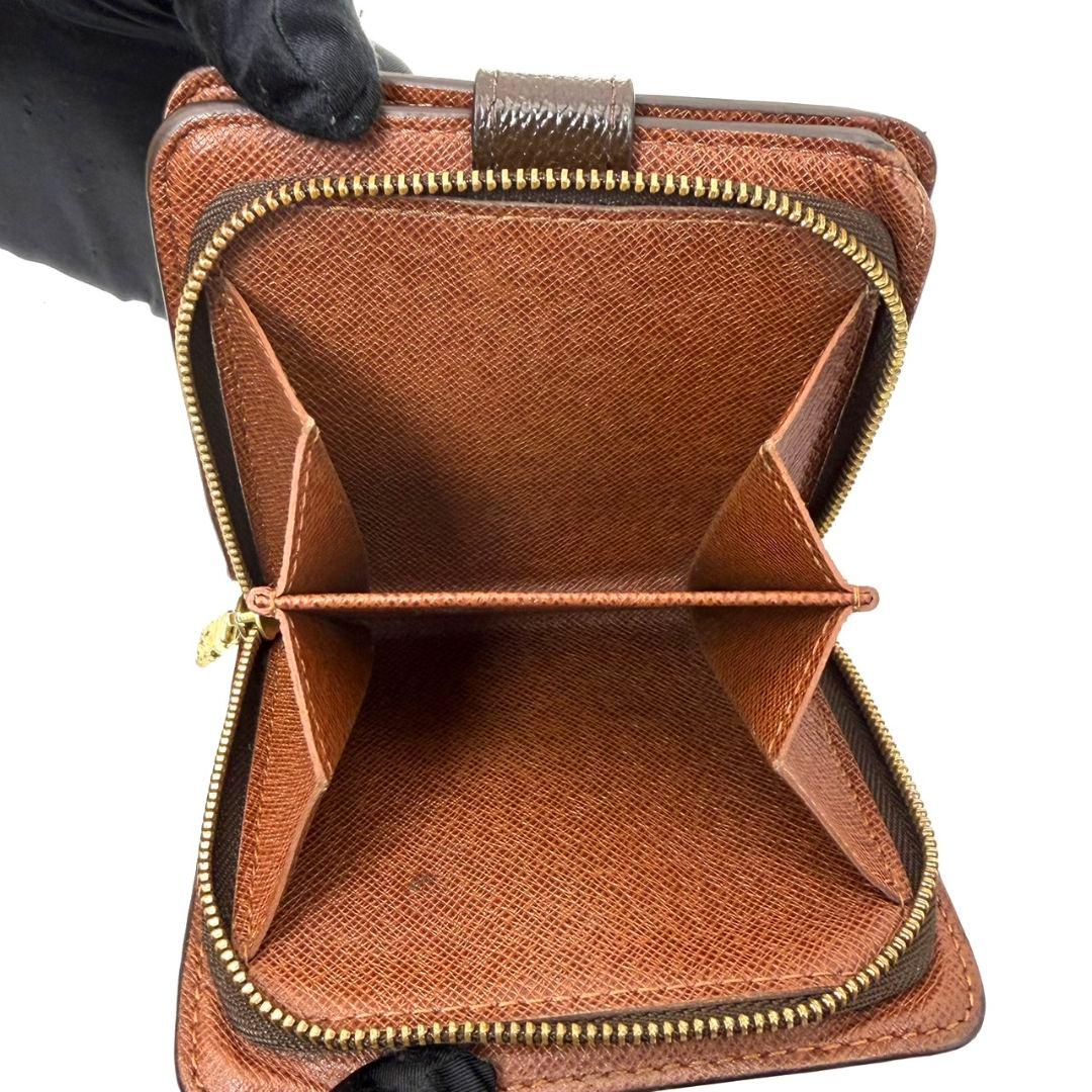 良品. ルイヴィトン モノグラム コンパクトジップ 財布 二つ折り ラウンド 茶