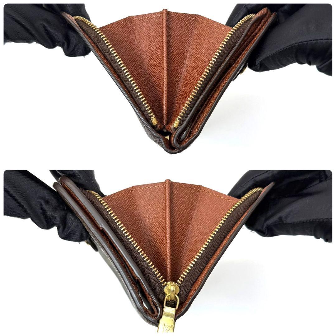 良品. ルイヴィトン モノグラム コンパクトジップ 財布 二つ折り ラウンド 茶