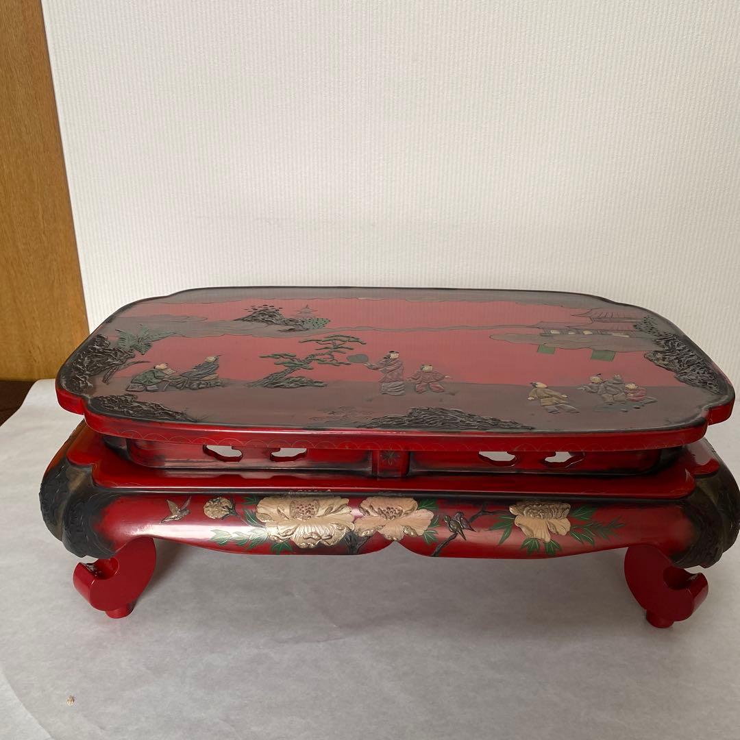 木製錆絵模様台　　　未使用