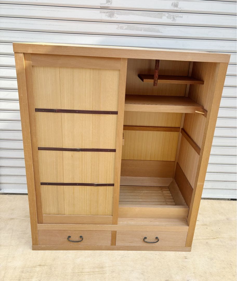 美品 茶道具 水屋道具 国産杉 網代扉 置水屋 道具棚 茶器収納 水屋箪笥茶棚