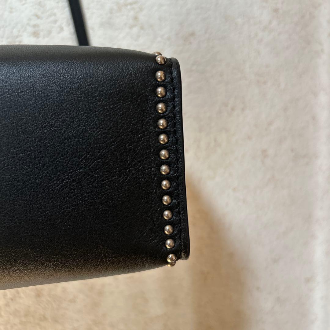 超美品 J&M DAVIDSON ブラックレザーショルダーバッグ