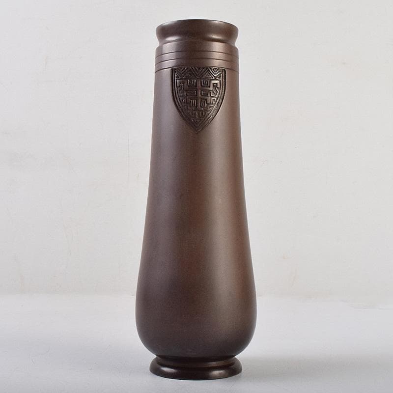 茶道具　釜師　角谷與兵衛造　唐銅柄杓立　共箱　C　R9238