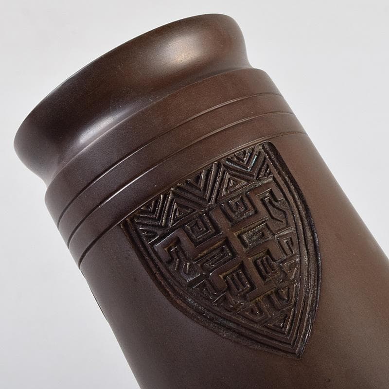 茶道具　釜師　角谷與兵衛造　唐銅柄杓立　共箱　C　R9238